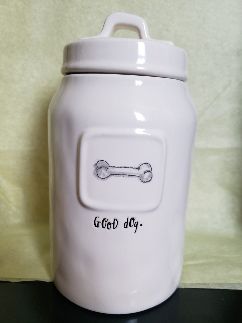 Rae Dunn White Ceramic "Good Dog" Treat Jar